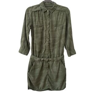 Etienne Marcel Military Green Lyocell Tunic Mini Dress